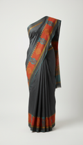 Charcoal Night cotton-blend saree
