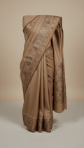 Soft Mocha Cotton Blend Saree with Classic Pallu