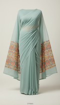 Mint Slate chiffon saree