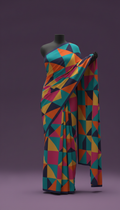 Teal Surge geometric pattern saree