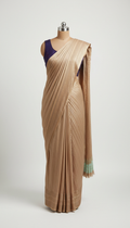 Champagne Bronze Modern Pleated Saree