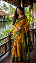 Mustard Green Kalyani Cotton Saree