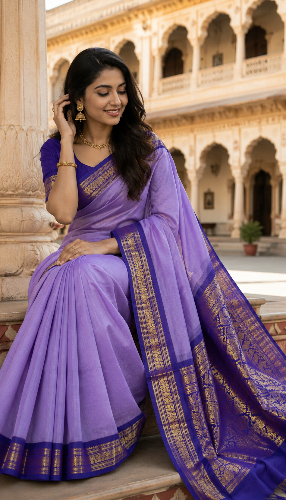 Lavender Royale Kalyani Cotton Saree