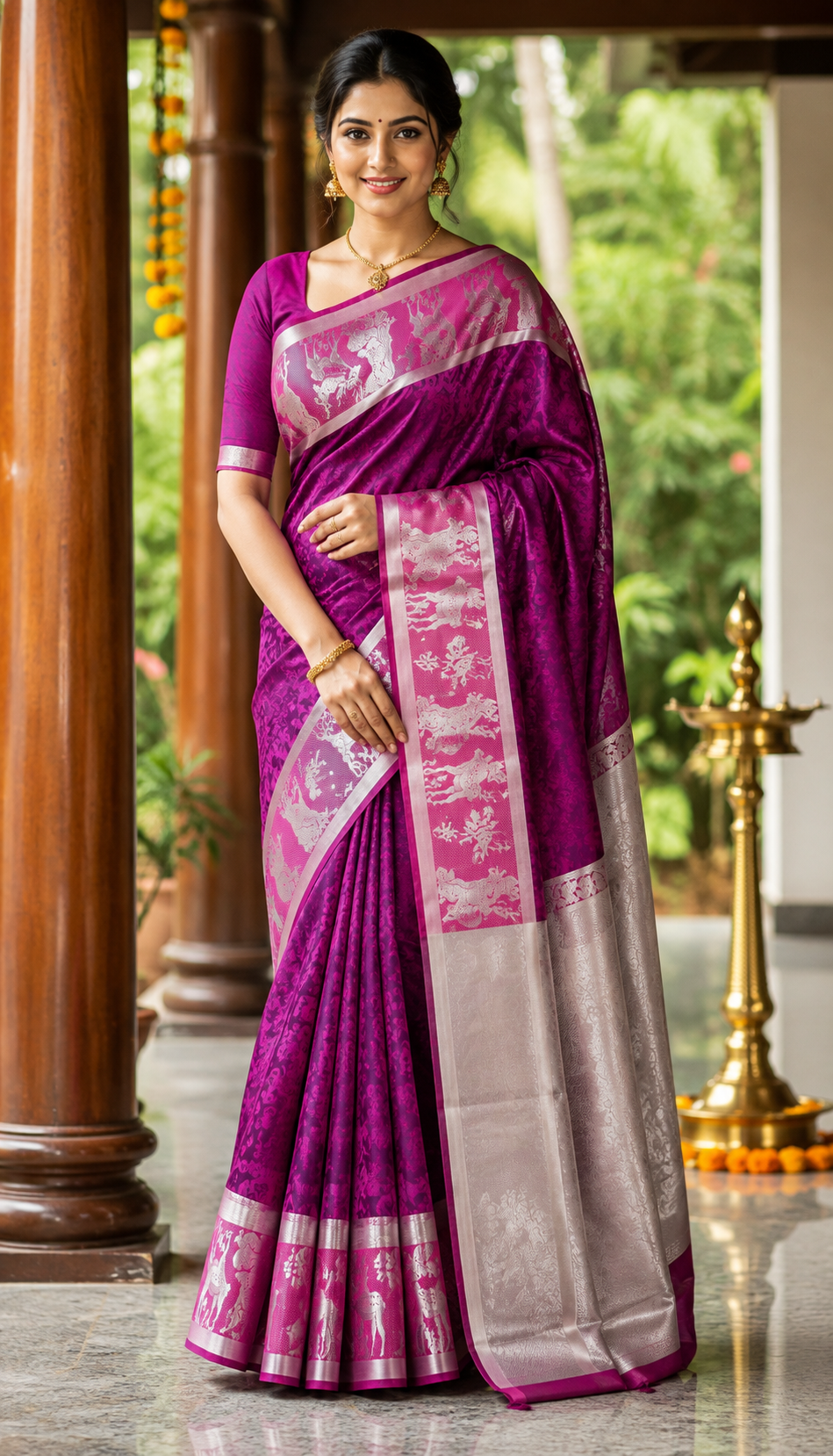 Royal Magenta Heritage Karizma Silk Saree