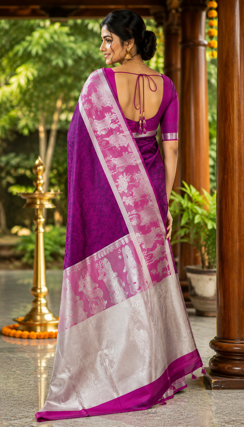 Royal Magenta Heritage Karizma Silk Saree