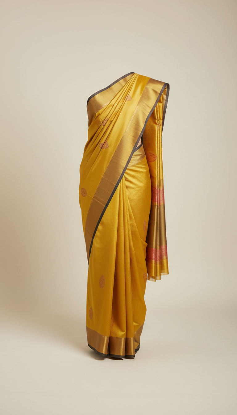 Electric Gold silk-blend traditional saree