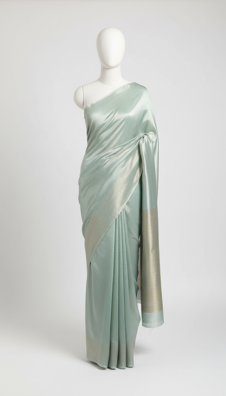 Mist Mint Metallic Silk Saree